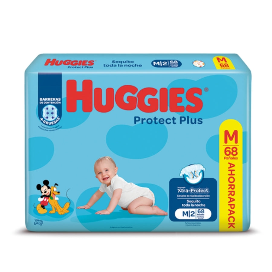 Pañales huggies protec plus M *68