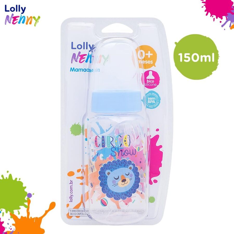 Mamadera con tetina redonda de silicona 150 ml Azul Lolly