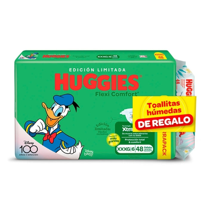 Pañales huggies flexi confort XXXG *48 c/toallitas
