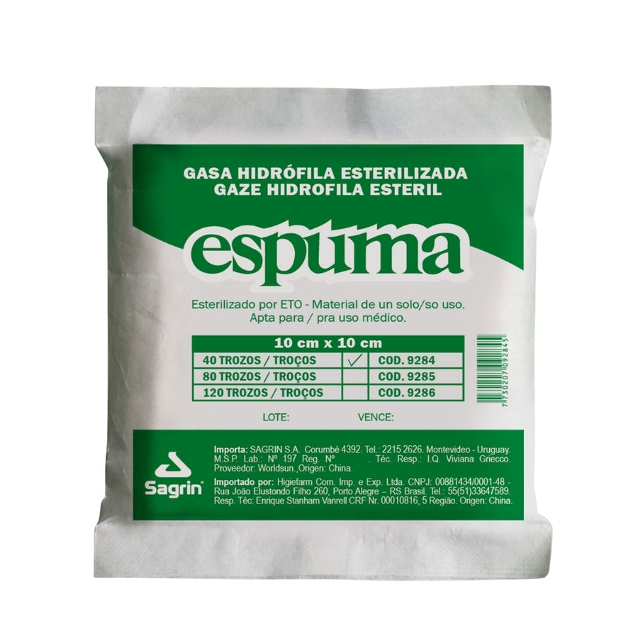 Gasa esteril Espuma 10*10  40 trozos