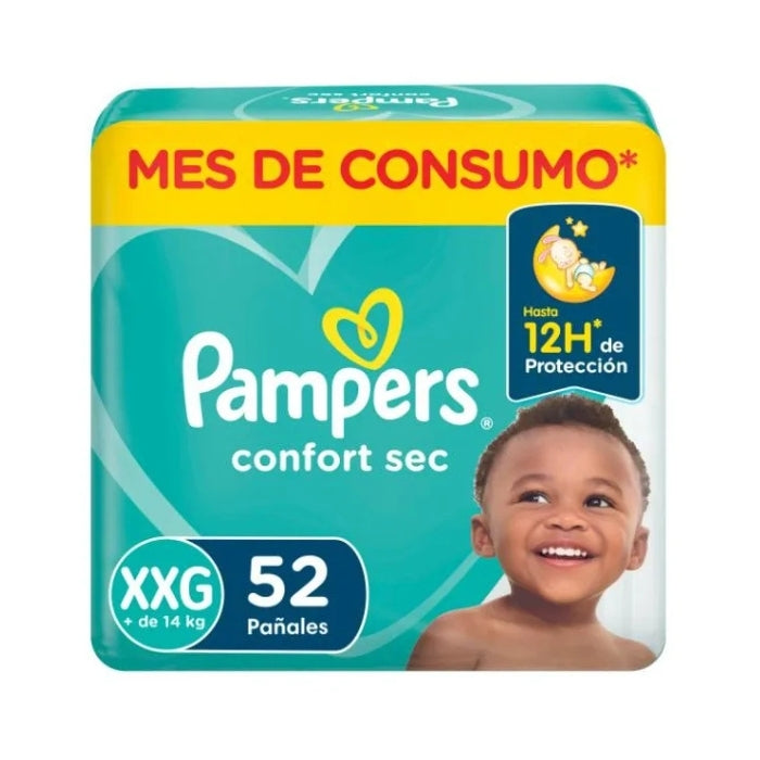 Pañales Pampers confort sec XXG x52