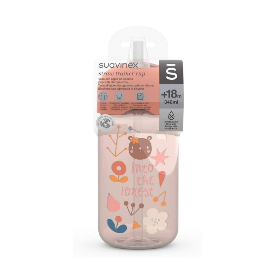 Vaso Suavinex con pajita 340 ml rosa