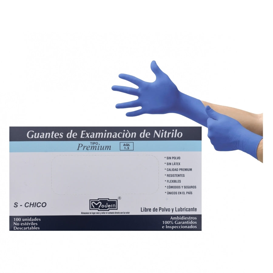 Guantes de Nitrilo Modern x100 talle M azul