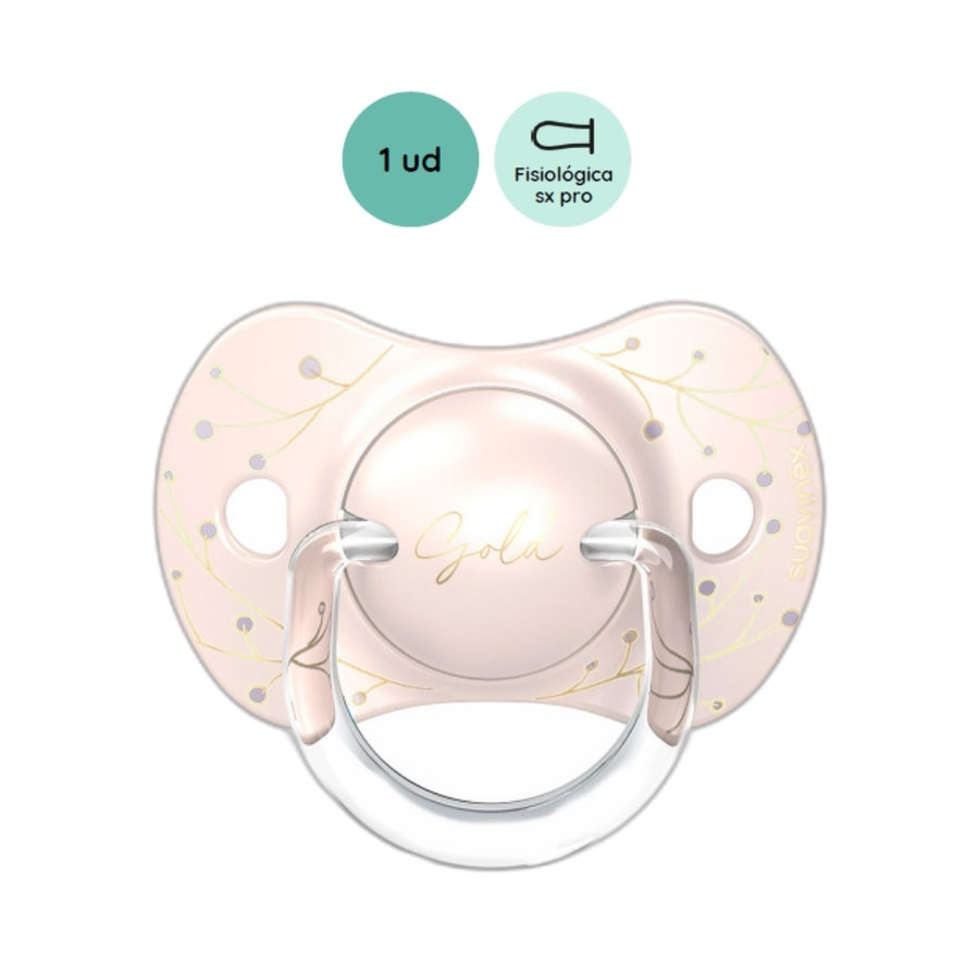 Chupete Suavinex fisiologico 0-6 Gold Rosa