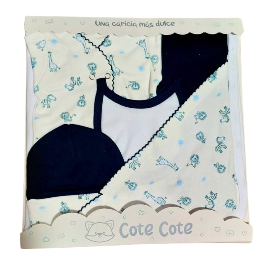 Set Completo 5 Piezas– Manta, Batita, Pelele, Gorro y Babero