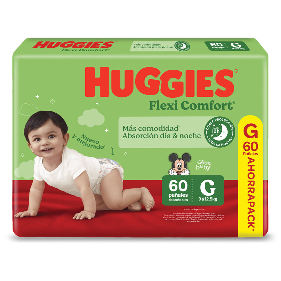 Pañales huggies flexi confort G *60 c/toallitas