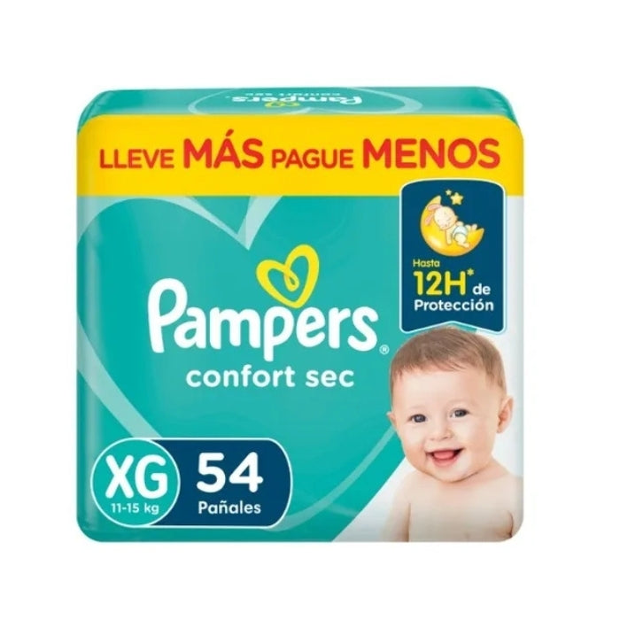 Pañales Pampers confort sec XG x54