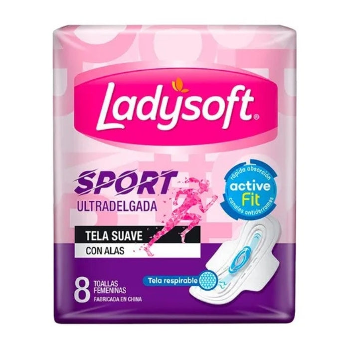 Toallas femeninas Ladysoft Sport ultradelgada x8