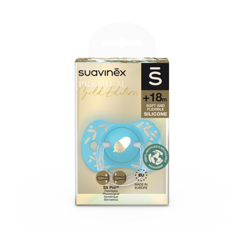 Chupete Suavinex Oro Azul fisiologico +18 meses