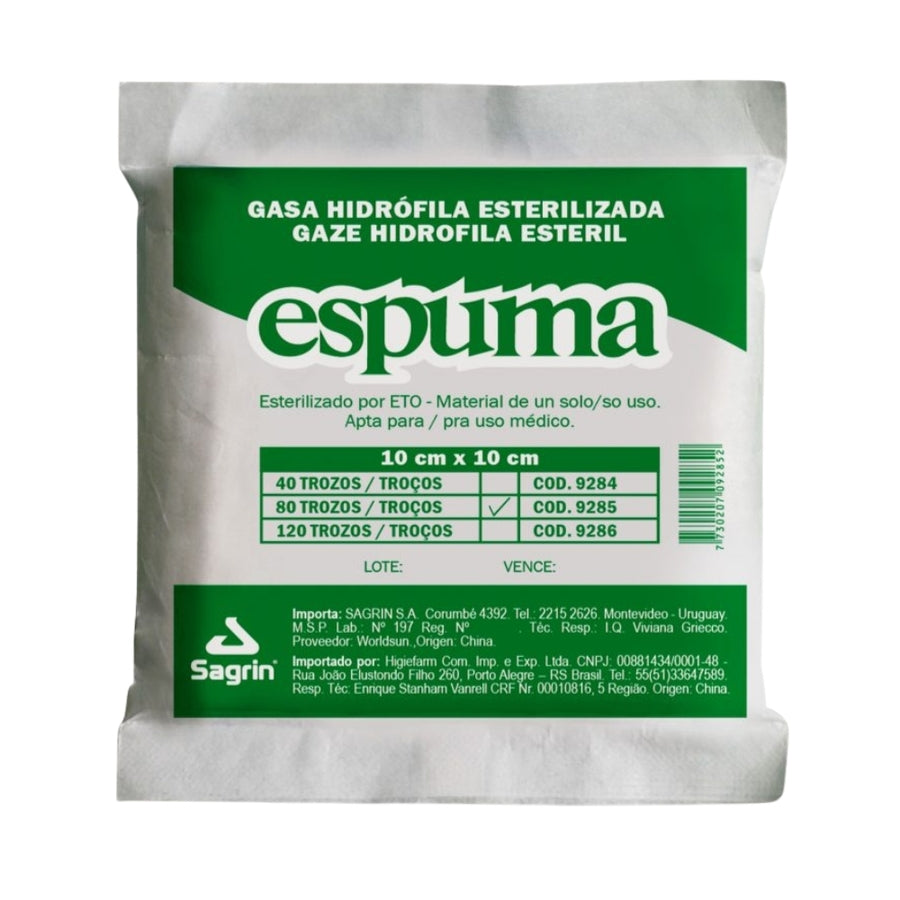 Gasa esteril Espuma 10*10 80 trozos