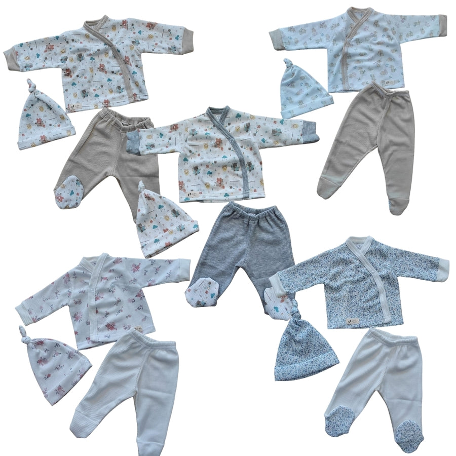 Conjunto en punto nido Gema Kids (batita, pelele y gorro)