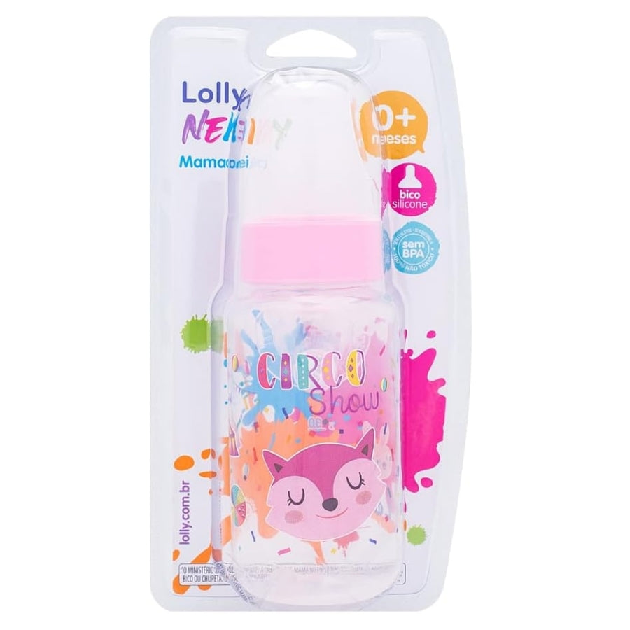 Mamadera con tetina redonda de silicona 150 ml Rosa Lolly