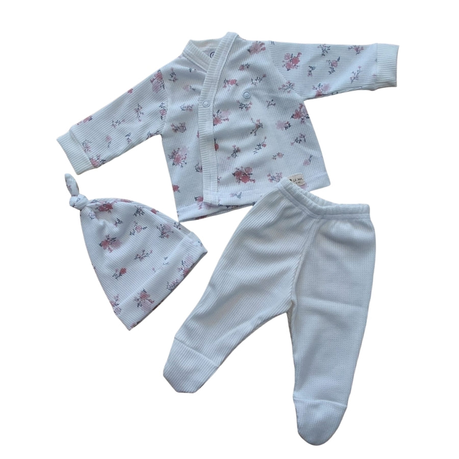 Conjunto en punto nido Gema Kids (batita, pelele y gorro)
