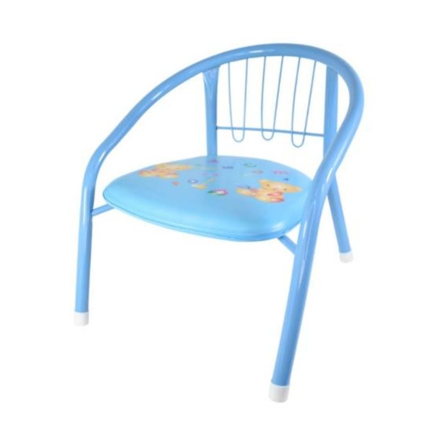 Silla infantil de metal con chifle celeste