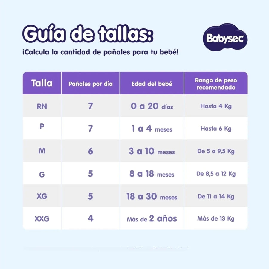 Pañales Babysec Premium XG x96