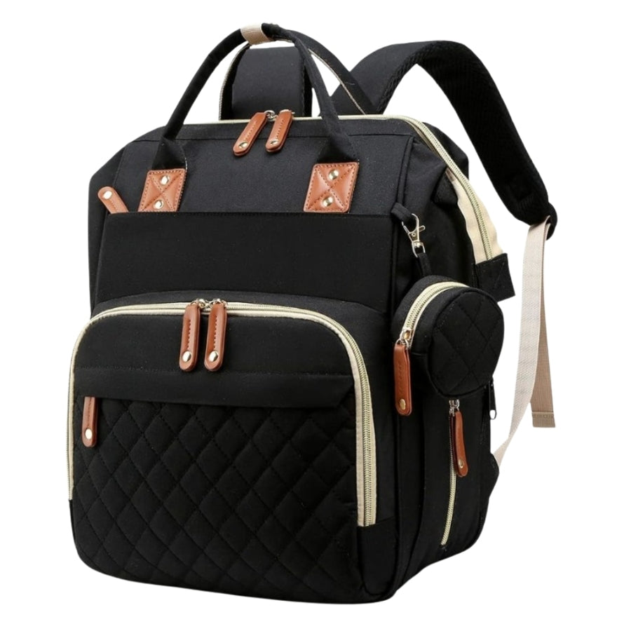 Mochila maternal convertible con cambiador. Negra
