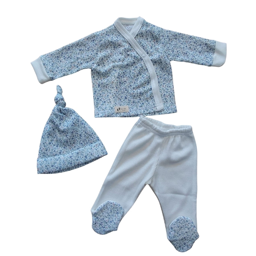 Conjunto en punto nido Gema Kids (batita, pelele y gorro)