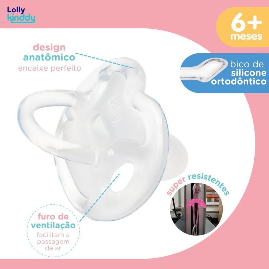 Chupete 100%  silicona Lolly T2 transparente