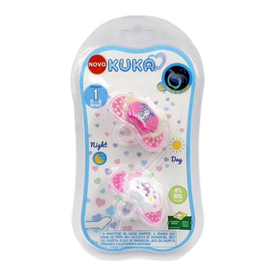 Chupetes Kuka Lumina noche y día rosa +6 meses