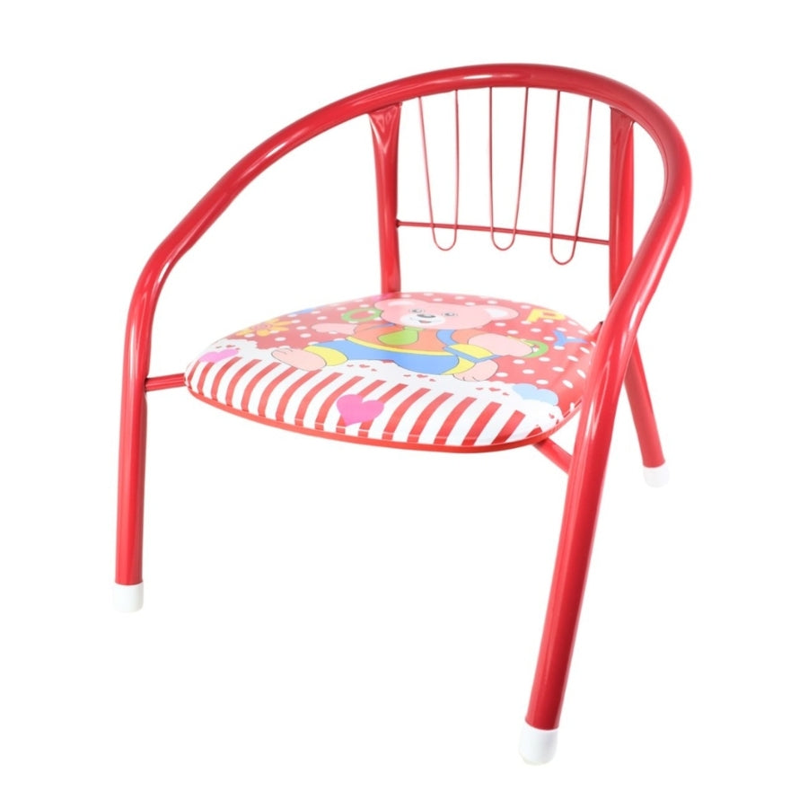 Silla infantil de metal con chifle roja