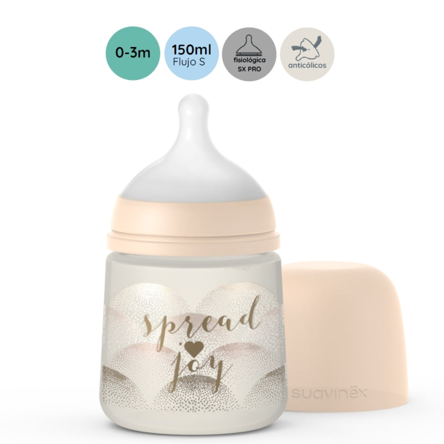 Biberón Anticólico SX PRO Joy Heart Lento (S) 150ml Suavinex