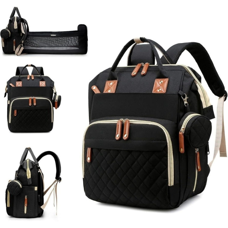 Mochila maternal convertible con cambiador. Negra