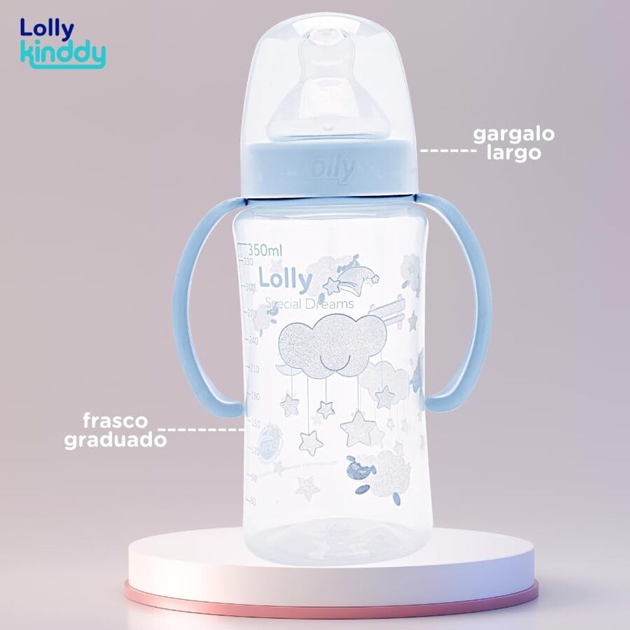 Mamadera Lolly dreams boca ancha azul tetina anatomica 350ml