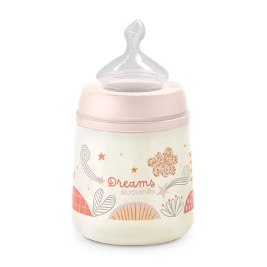 Biberón 0-6m/ 150ml tetina anatómica - Dreams rosa Suavinex