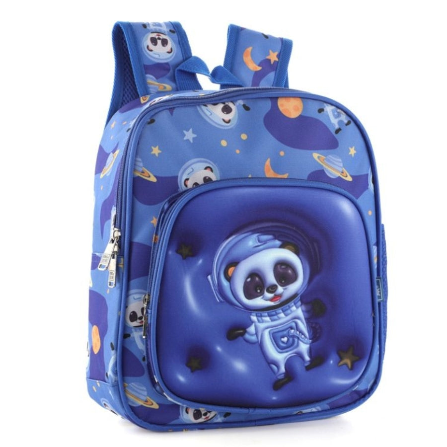 Mochila Bonus Azul Kids 1 cierre con bolsillo frente 3d