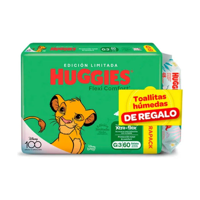 Pañales huggies flexi confort G *60 c/toallitas