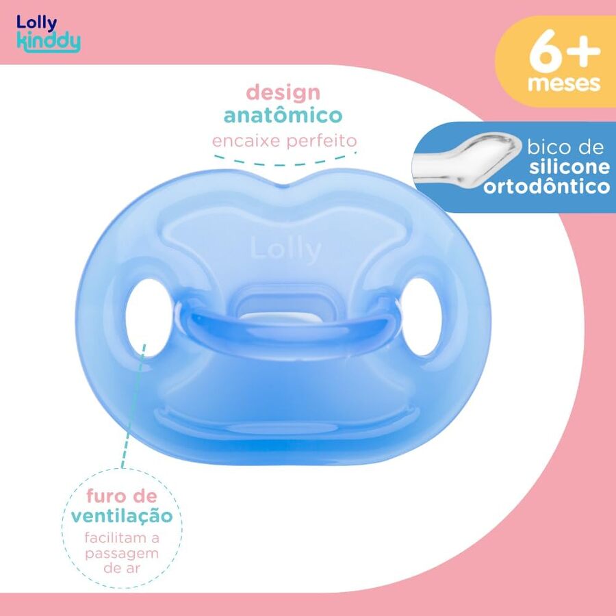 Chupete ortodóntico 100% Silicona T2 azul Lolly