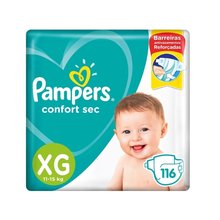 Pañales Pampers confort sec XG x116