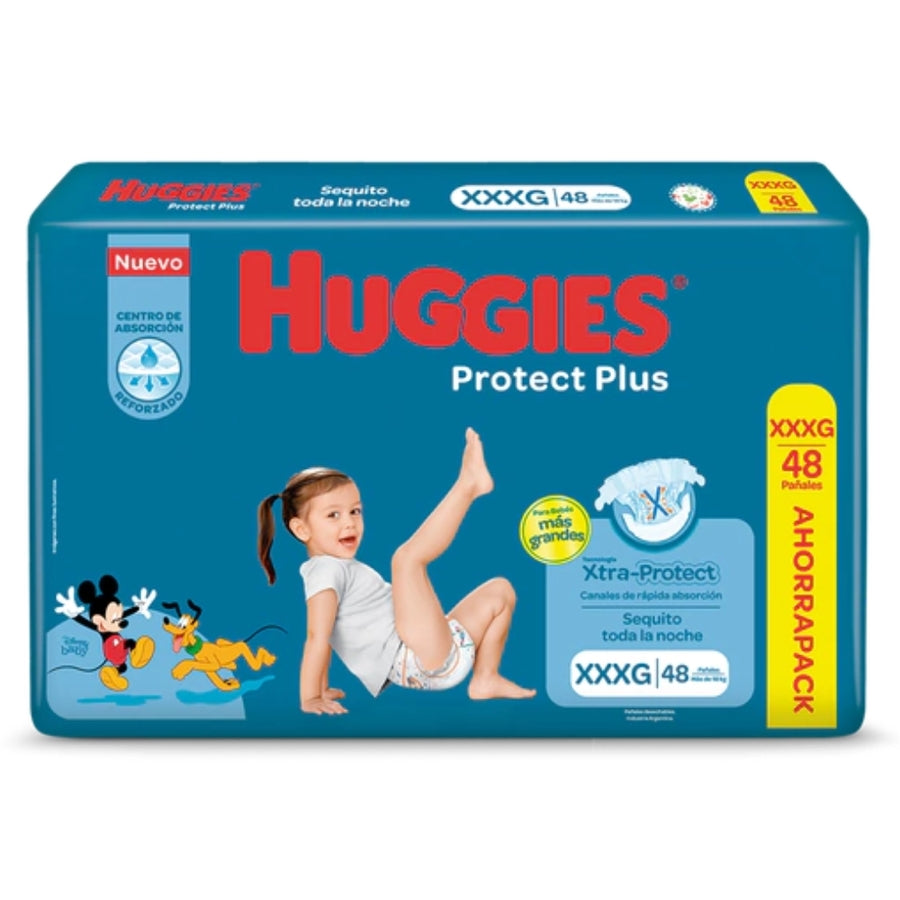 Pañales huggies protec plus XXXG *48