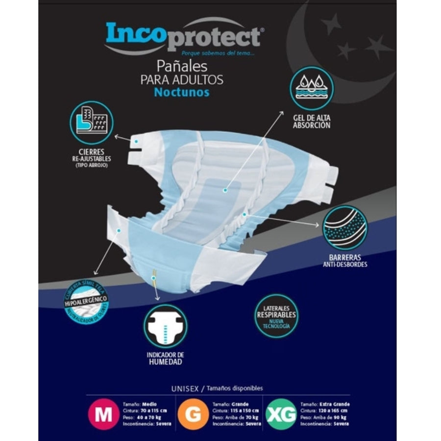 Pañales Incoprotect nocturno G x30 110 a 150 cm