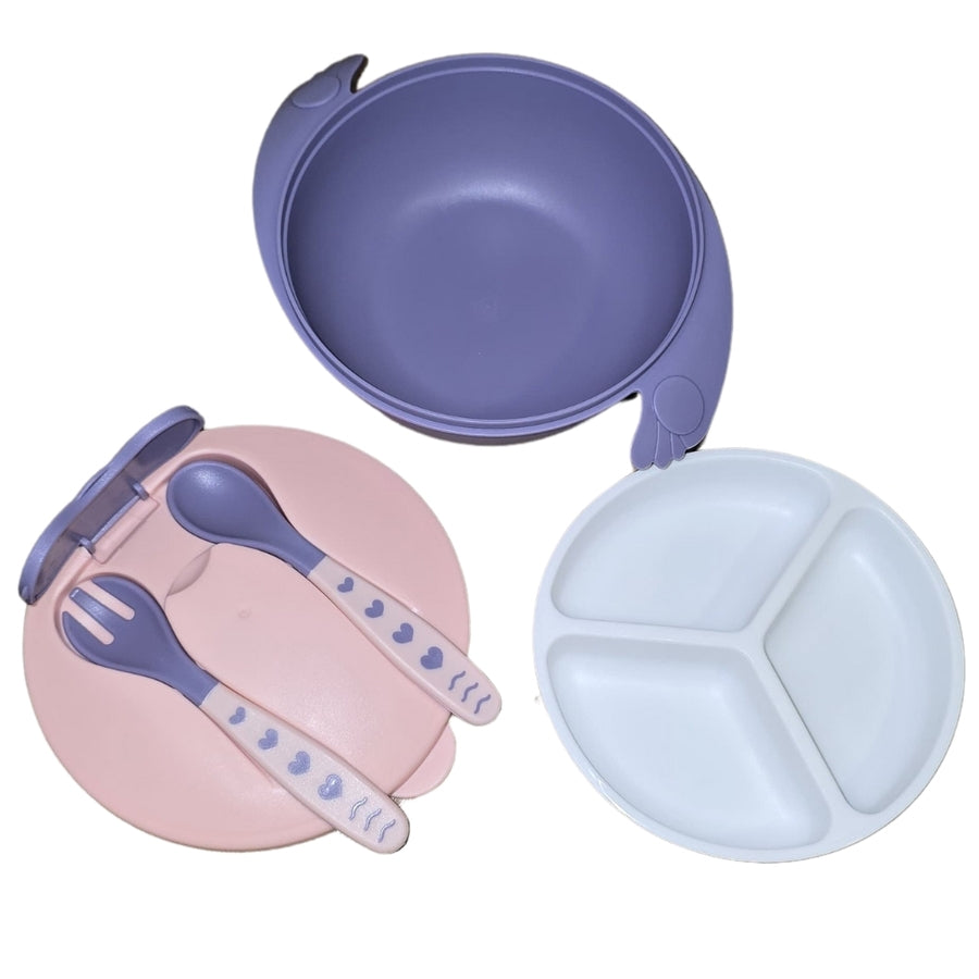 Bowl plato con cubiertos con base adherible