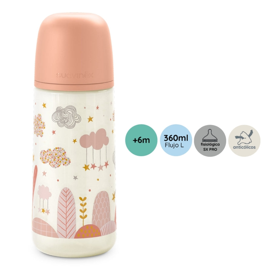 Biberón Anticólico Dreams Pink Flujo Denso 360 ml Suavinex